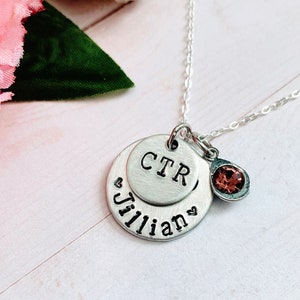 CTR Taufgeschenk, Mädchen CTR LDS Mormonenhalskette, wählen Sie das Richtige, Heilige der Letzten Tage, Taufgeschenk, Geburtsstein, Sterlingsilber