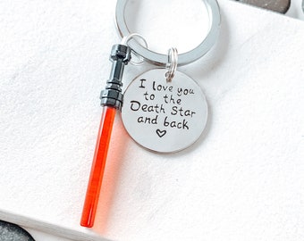 LLAVERO DE STAR WARS, Te amo hasta la Estrella de la Muerte y de regreso, Aniversario, Regalo de cumpleaños para él, regalo nerd para él