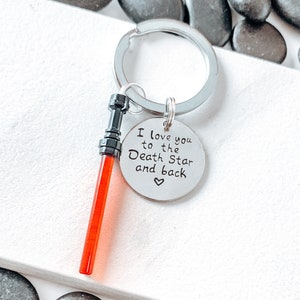 STAR WARS KEYCHAIN, I love you to the Death Star and back, Anniversary, Birthday gift for him, nerdy gift for him