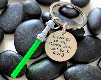 REGALO PARA ÉL, Esposo Novio Papá, Star Wars, Sable de Luz, Te Amo hasta la Estrella de la Muerte y De Vuelta con Opción de Encanto Personalizado
