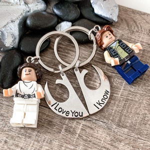 Couples STAR WARS Keychain, husband/wife, girlfriend/boyfriend, I love you/I know, His and Hers, Rebel Symbol, Han and Leia, Valentine’s