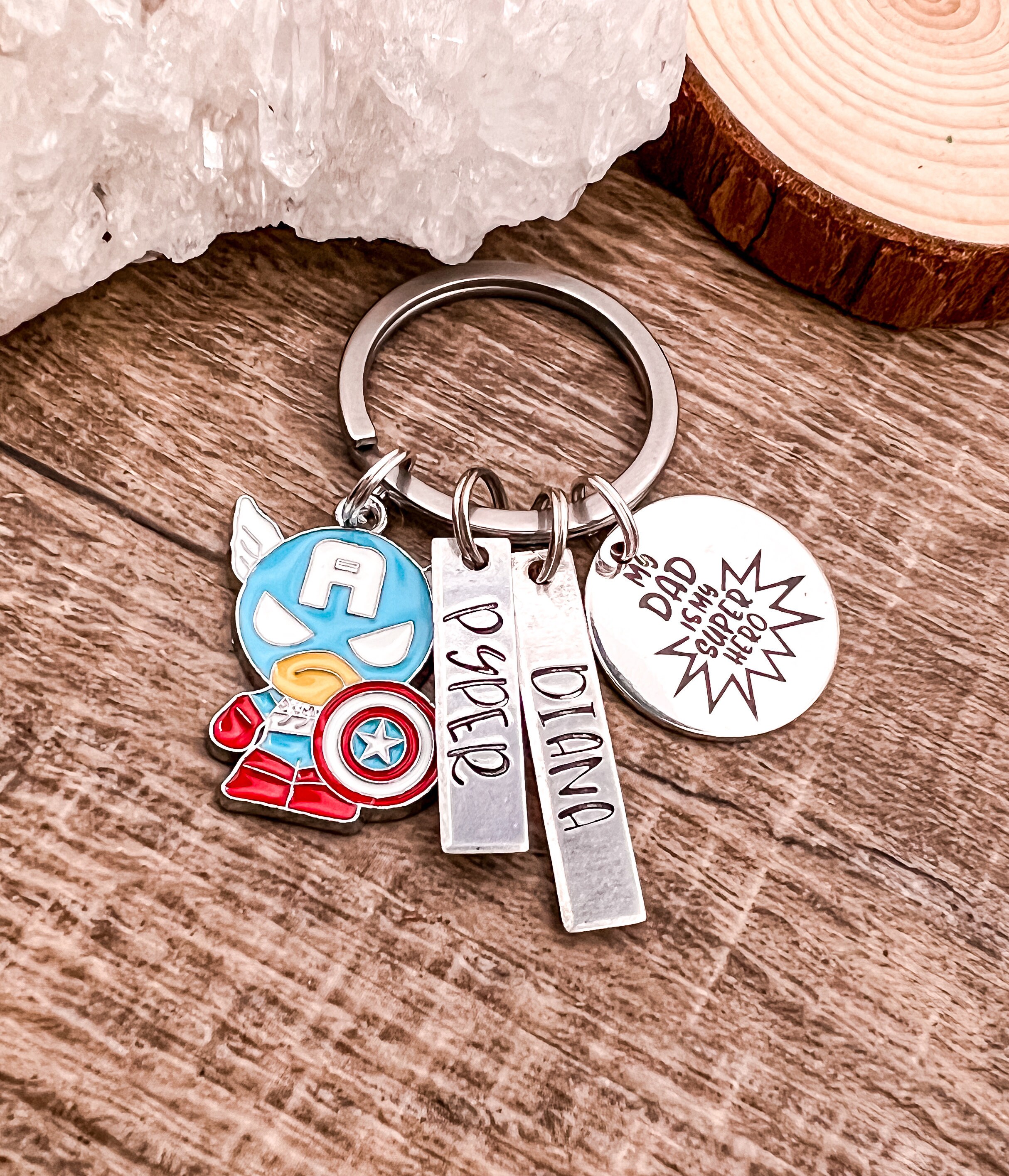 Fathers Day Gift, Super Dad, My DAD IS My SUPERHERO, Personalized Name Keychain, Gift for Dad, Gift for Him Husband with kids names