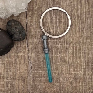 LIGHTSABER KEYCHAIN, Lego lightsaber keychain charm added to keychain purchase, Star Wars, Gift for him, small keychain