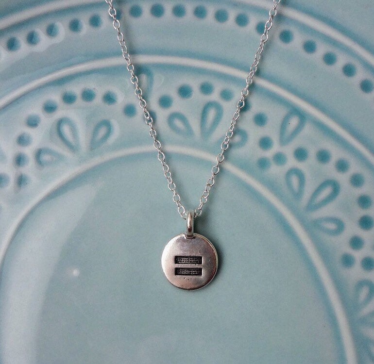 Equality Necklace Equal Rights Jewelry Equal Sign Dainty Etsy
