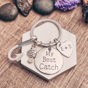 My Best Catch Schlüsselanhänger, Jahrestag, Geburtstag, Weihnachtsgeschenk für ihn, Paare, romantisch, Ehemann Freund, personalisiertes Angeln, Fischer