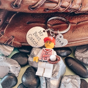 MY BEST CATCH baseball keychain, minifigure keychain, couples gift, gift for him, sports, best friends keychain, keyring for boyfriend
