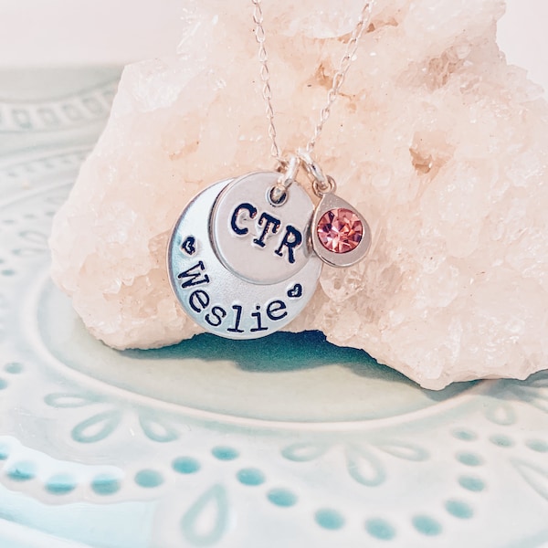 CTR NAME NECKLACE, Choose The Right, Baptism Day Gift for Her, Mormon, Latter-Day-Saints, Personalized, Sterling Silver