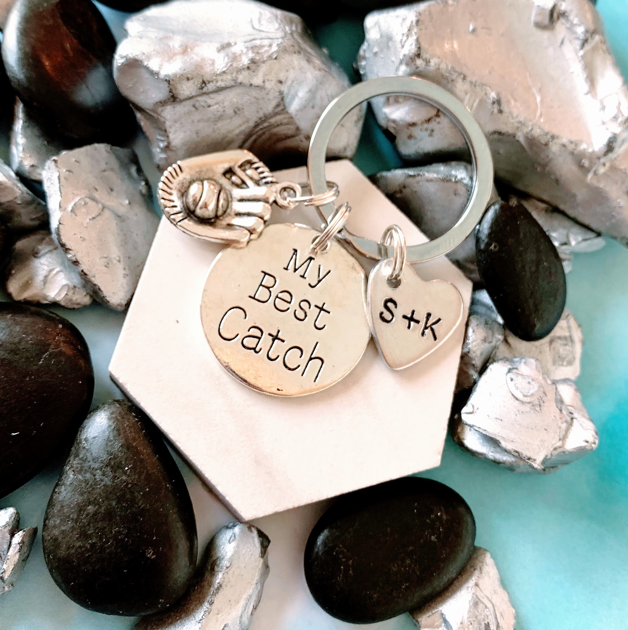 Baseball Couple Anniversary Keychain My Best Catch Etsy