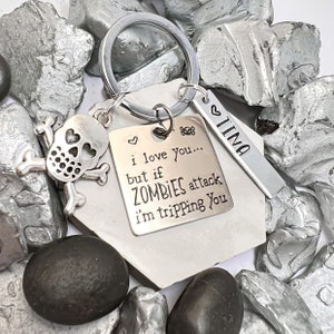 ZOMBIE APOCALYPSE PARTNERS Keychain, Best Friend Keychain, Nerdy Gift, Gift for boyfriend, Horror, Anniversary Gift