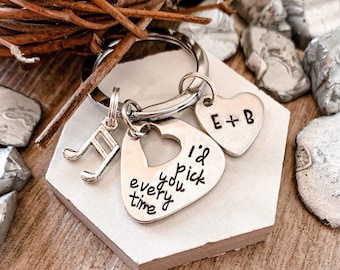 I'd pick you every time keychain, GIFT for MUSIC Lover, GUITAR pick, Romantic Anniversary Gift, Gift for Girlfriend, Stocking Stuffer