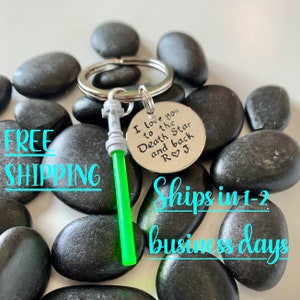 STAR WARS Gift, Anniversary, Birthday, Graduation, Father&#39;s Day, Wedding, I Love You to the Death Star, Lightsaber LEGO Charm, Personalized