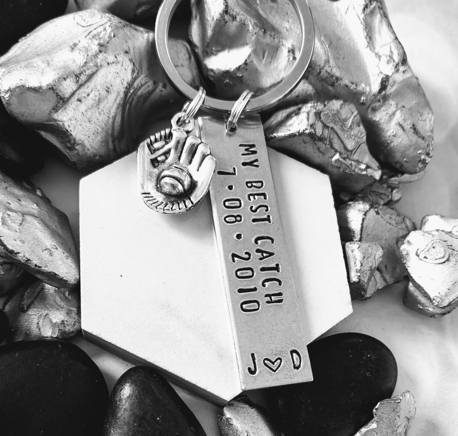 BASEBALL KEYCHAIN Gift for husband couples My Best Catch Etsy