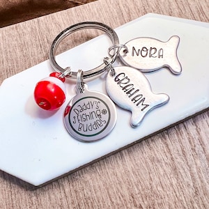 DADDYS FISHING BUDDIES Papa Namen Schlüsselbund, personalisiert, Fischer