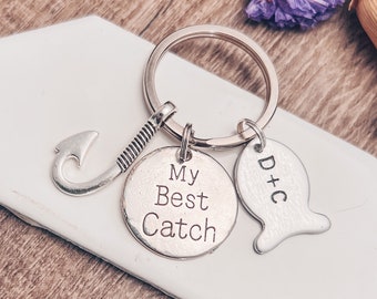 Fishing Gift for Boyfriend, My Best Catch, Wedding, Hooked, boyfriend girlfriend husband wife spouse, Anniversary, Silver, Personalized