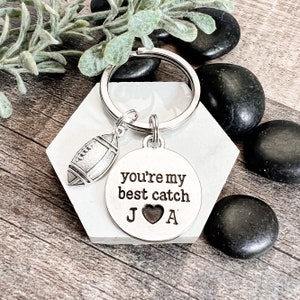FOOTBALL KEYCHAIN for BOYFRIEND, My Best Catch, football gift for husband, gift for him, personalized anniversary