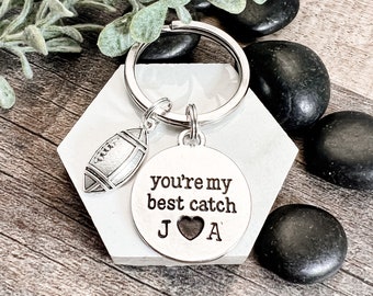 FOOTBALL KEYCHAIN for BOYFRIEND, My Best Catch, football gift for husband, gift for him, personalized anniversary