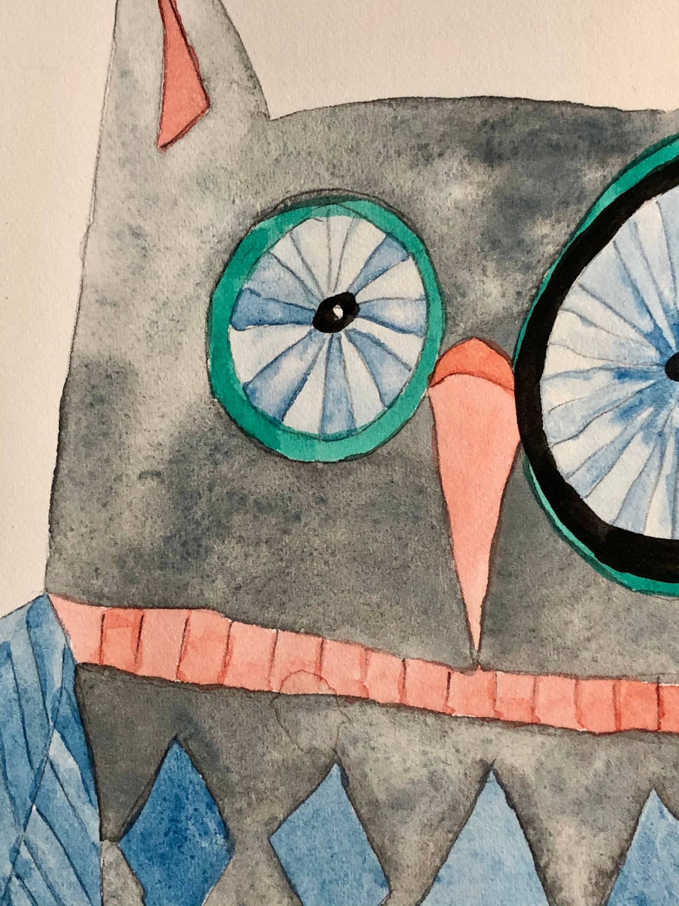 Whimsical animal art 10 x 7 original watercolor painting | Etsy