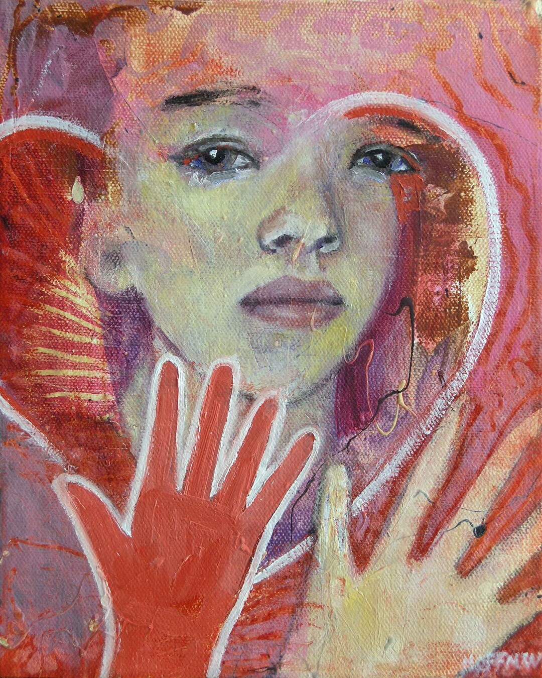 10x8 Contemporary Whimsical Wall Art, ORIGINAL Painting Oil on Canvas