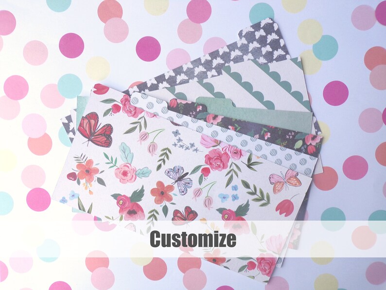 Wallet Budget Organizer Dividers Set of 6 Dividers Dave Ramsey Cash envelope Budget System Butterfly Conservatory MADE to ORDER CUSTOM