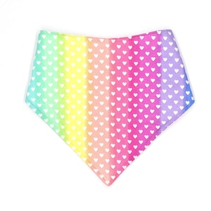 Rainbow Bandana Bib for Babies, Baby Girl, Baby Boy, Hearts, Baby Shower Gift, Rainbows Baby Gift, Baby Bibs, Nursery, Baby Girl Bibs Pastel