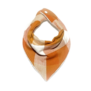 Plaid Bandana Bibs for Babies, Baby Boy, Baby Girl, Fall Bibs, Plaid Baby Gift, Orange Beige, Winter Baby, Fall Baby, Drool Bibs, Autumn Bib
