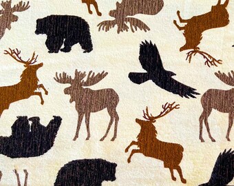 Woodland Themed Remnants Rag Quilt Moose Deer Black Bears