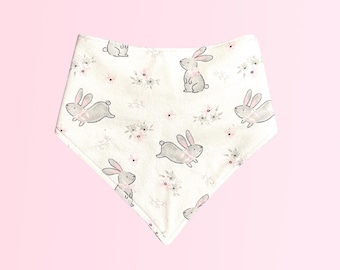 Bunny Bib, Easter Baby Bib, Baby's First Easter Basket Stuffer, Easter Bunny, Baby Girl, Bandana Bibs, Holiday Bibs, Woodland Animal Bib