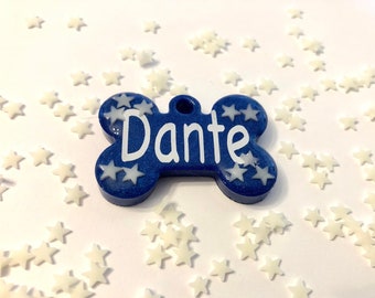 Resin Dog id Tag Electric Blue Star