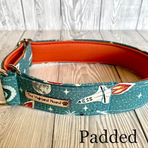 Neoprene Padded Fishtail Martingale Dog Collar Rocket