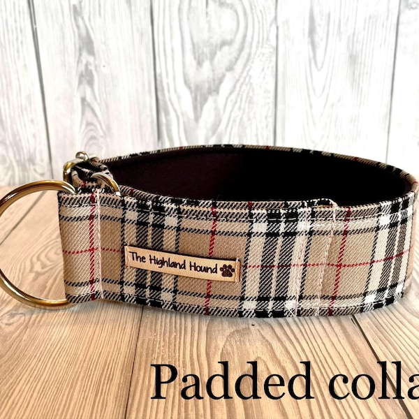 Neoprene Padded Fishtail Martingale Dog Collar Classic Caramel