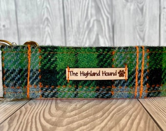 Harris Tweed Fishtail Martingale Collar 1.5” Lichen
