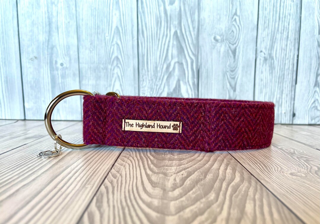 Harris Tweed Fishtail Martingale Dog Collar 2 Frosted Berry Etsy