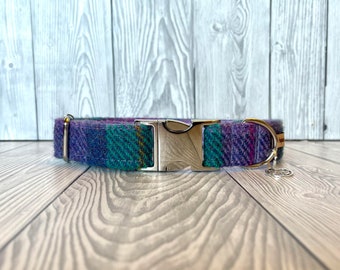 Harris Tweed Dog Collar 1" Summer Isles