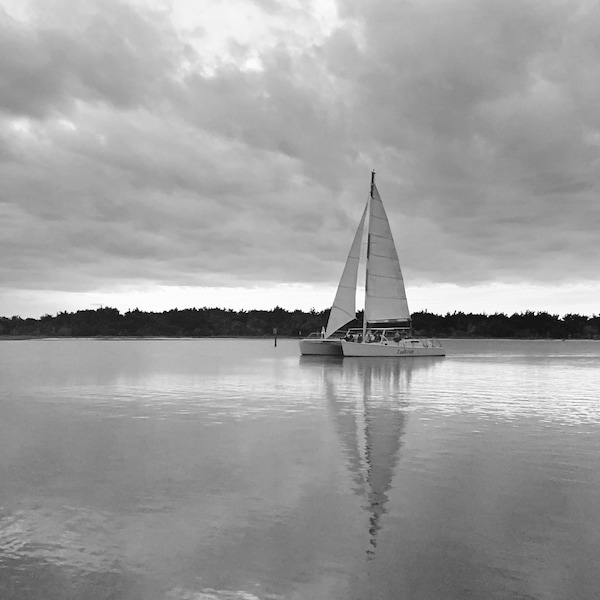 Printable Sailboat Catamaran Photo, Instant Download, Sailboat Photography Wall Art Print, Coastal Décor, Wall Printable Décor, Image #1