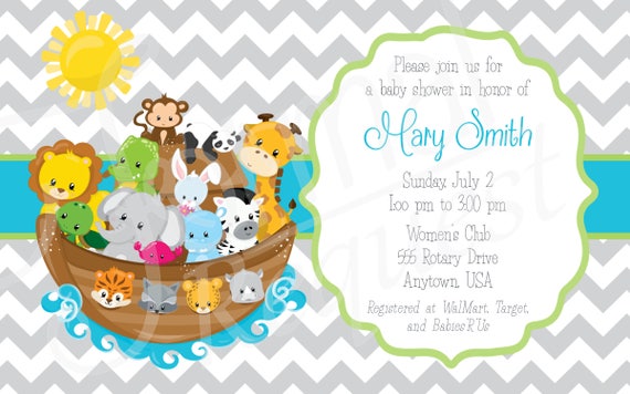 noah's ark baby shower invitations