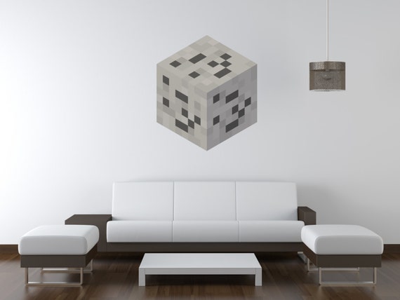 blocky coal ore block vinyl wall decal | etsy