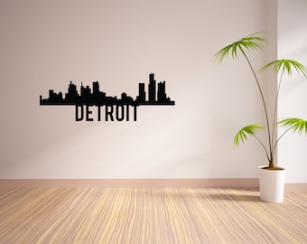 24 Inch Detroit City Skyline Vinyl Wall Decal