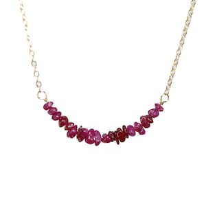 Raw Ruby Gemstone Bar Necklace*14k Gold Filled*Layering Necklace*Women's Jewelry*July Birthstone*Gift for Her*Christmas*Holiday*New Years