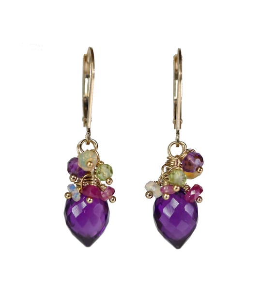 Amethyst Cluster Earrings