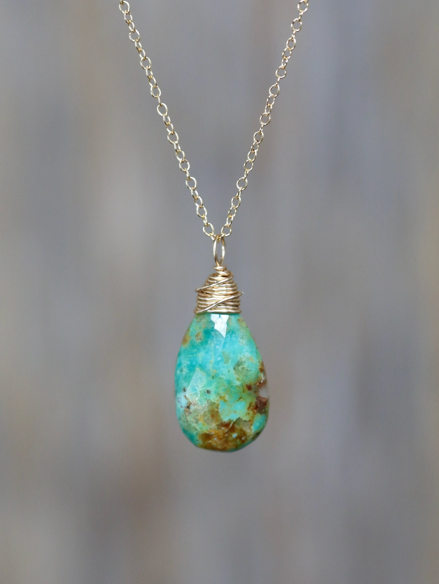 Turquoise Drop Necklace Arizona Kingman Turquoise Briolette Necklace