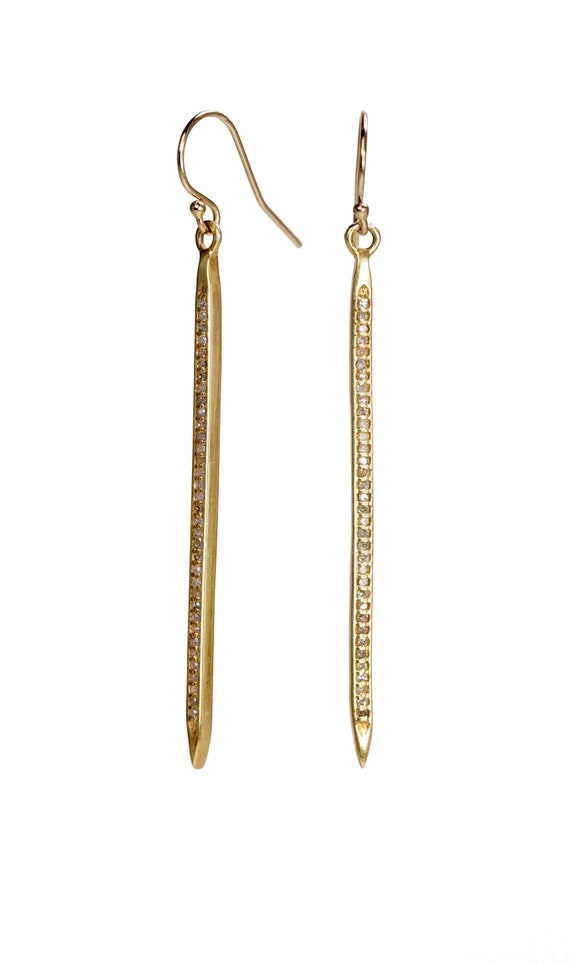 21X2.5mm 24k gold vermeil 1 pc Diamond Spike Pendant SMALL 925 Oxidized Sterling Silver
