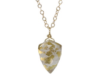 Genuine Imperial Topaz Gemstone Pendant Necklace*Women's Jewelry*November Birthstone*Gift Idea*Gold Foil*Valentine's Day*Nadean Designs