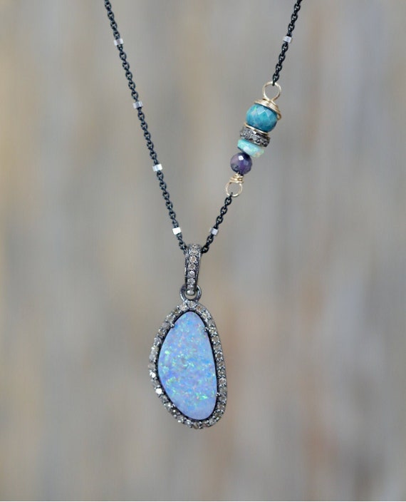 Genuine Australian Opal Pendant Necklace