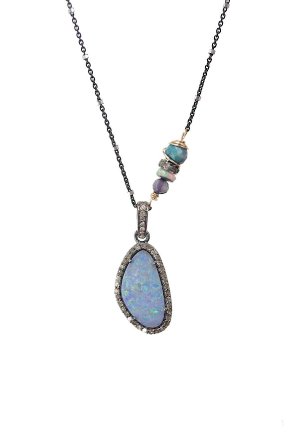 Genuine Australian Opal Pendant Necklace