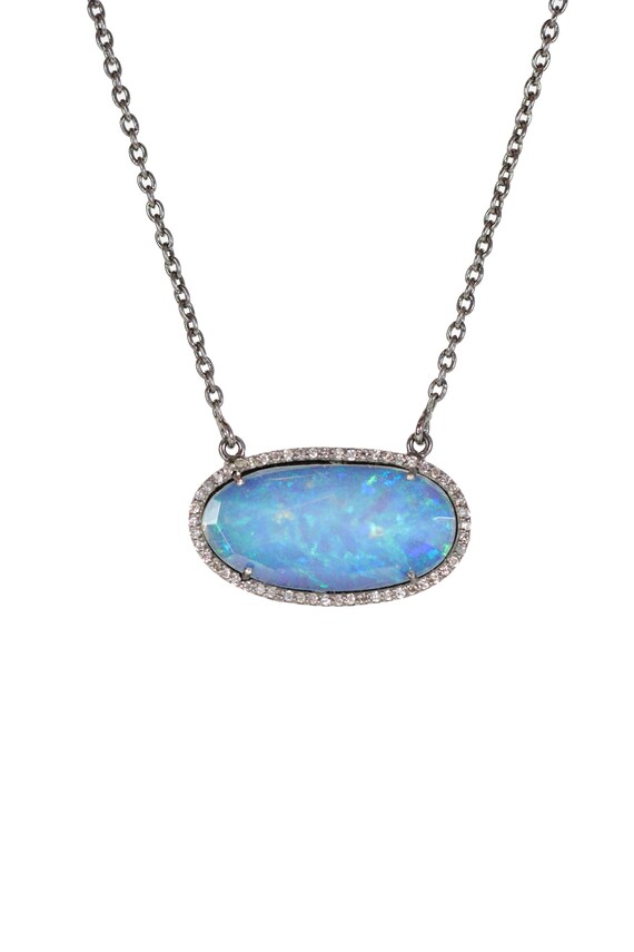 Azul Ópalo Colgante//Collar de clúster-opción de cadena Plata Esterlina 925