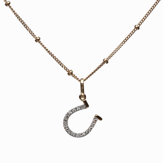 Pave Diamond Horseshoe Necklace