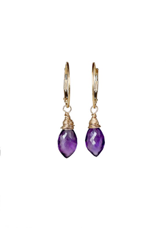 Fine Faceted Amethyst Gemstone Earrings