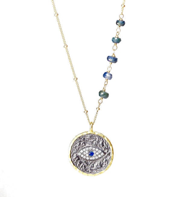 Evil Eye Sapphire Gemstone Necklace