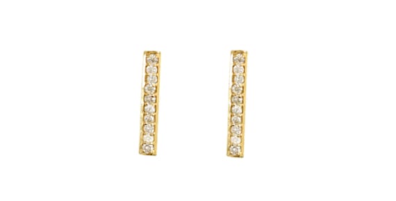 Diamond Bar Stud Earrings