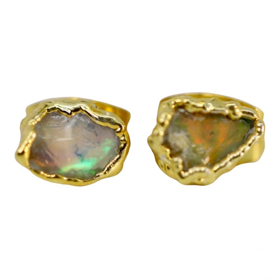 Raw Australian Opal Gemstone Stud Earrings- Genuine Opal- October Birthstone Birthday Women's Jewelry Gift Idea- New Years-Anniversary